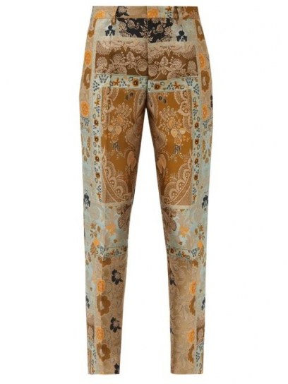 ETRO Bristol high-rise floral-brocade slim-leg trousers ~ printed slim fit pants - flipped