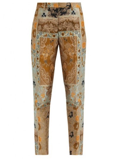 ETRO Bristol high-rise floral-brocade slim-leg trousers ~ printed slim fit pants