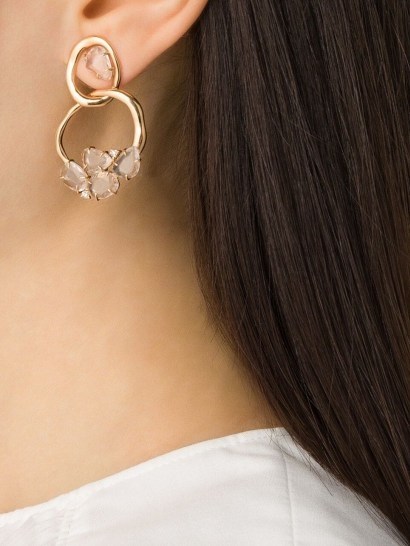 Brumani 18kt rose gold Looping diamond and quartz earrings ~ feminine hoops - flipped