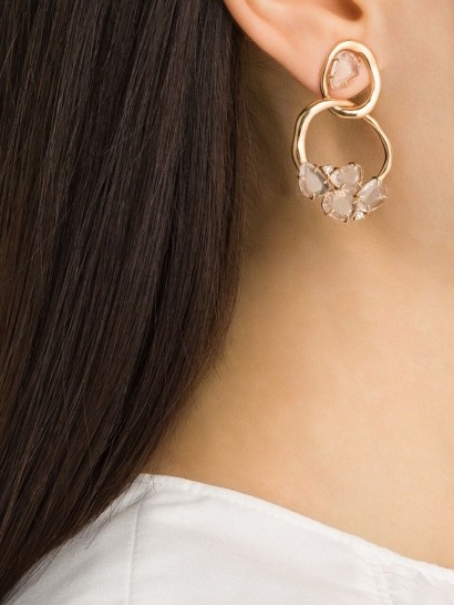 Brumani 18kt rose gold Looping diamond and quartz earrings ~ feminine hoops