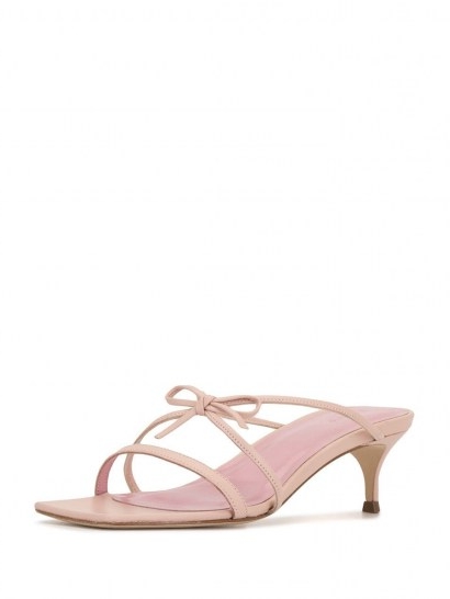 BY FAR January strappy sandals / pink leather bow detail kitten heels