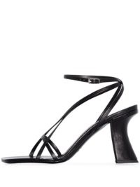 BY FAR Kersti leather sandals / black strappy sculptural heels