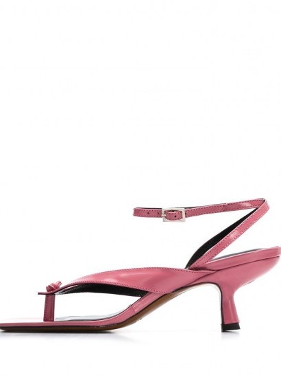 BY FAR pink leather thong-strap sandals - flipped