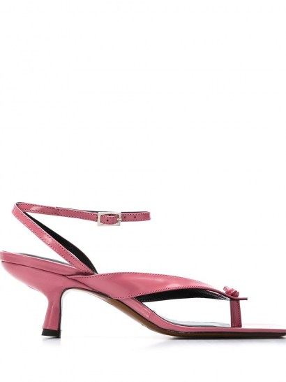 BY FAR pink leather thong-strap sandals