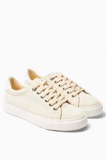 Topshop CAMDEN Taupe Lace Up Trainers - flipped