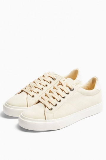 Topshop CAMDEN Taupe Lace Up Trainers