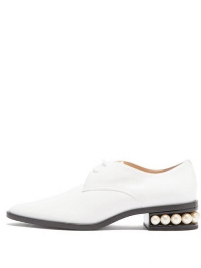 NICHOLAS KIRKWOOD Casati pearl-heel leather derby shoes ~ embellished heels
