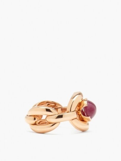 NADINE AYSOY Catena ruby & 18kt rose-gold ring ~ red precious stone rings - flipped
