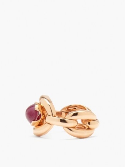 NADINE AYSOY Catena ruby & 18kt rose-gold ring ~ red precious stone rings