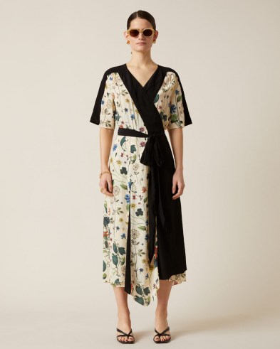 JIGSAW CHINOISERIE FLORAL WRAP DRESS / asymmetric hemline dresses