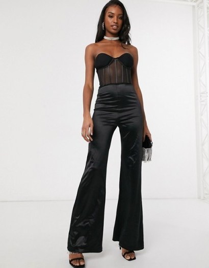 Club L London Tall corset detail jumpsuit in black | bustier jumpsuits | evening glamour - flipped