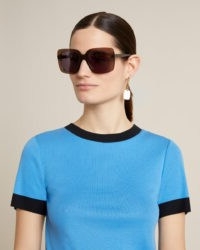 JIGSAW COLOUR BLOCK CREW TEE Azure Blue / piping edged t-shirt