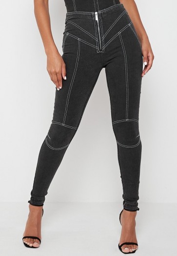 ManièRe De Voir Contrast Stitch Skinny Jeans Black