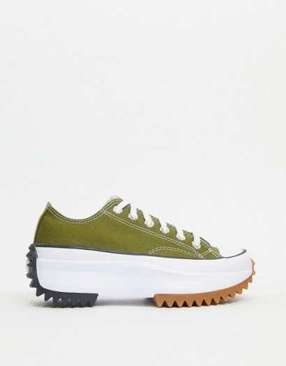 Converse Run Star Hike Ox trainers in khaki green / exaggerated grip tread trainer - flipped
