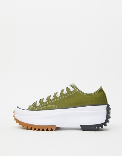 Converse Run Star Hike Ox trainers in khaki green / exaggerated grip tread trainer