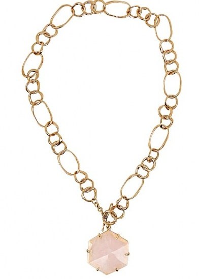 CORNELIA WEBB Crystalised 24kt gold-plated necklace ~ rose-quartz pendants - flipped