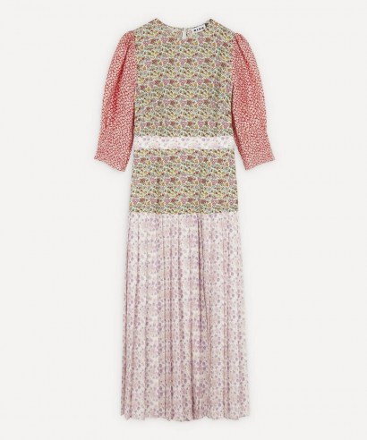 RIXO Cozi Pleated Dress / patchwork printed dresses