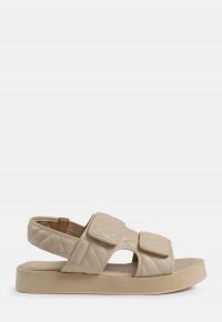missguided cream quilted grandad sandals – padded flat summer sandal