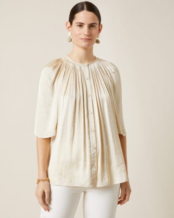 JIGSAW CROCUS DRAPE GATHERED TOP Vanilla / elegant luxe style blouses