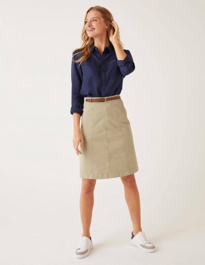 Boden Daisy Chino Skirt – Soft Stone / casual day skirts - flipped