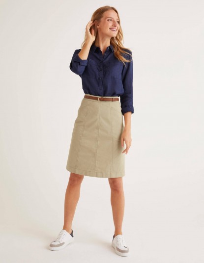 Boden Daisy Chino Skirt – Soft Stone / casual day skirts