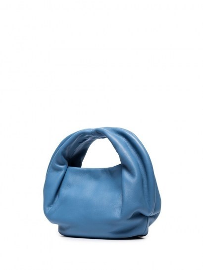 Danse Lente Lola curved tote bag | blue-leather top handle bags - flipped