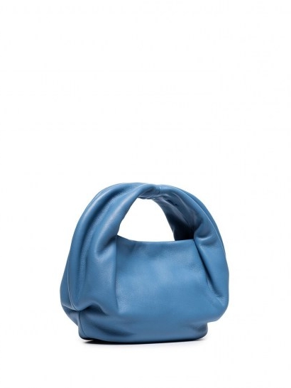 Danse Lente Lola curved tote bag | blue-leather top handle bags