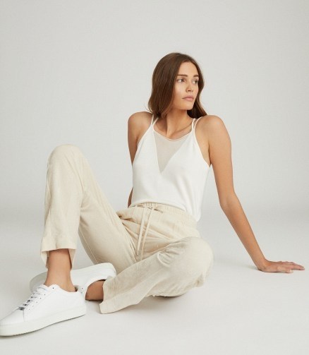 REISS DARCY SHEER PANEL CAMI WHITE / essential tops / style staple - flipped