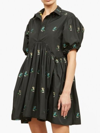 CECILIE BAHNSEN Esther Hawthorn floral poplin shirt dress ~ voluminous LBD - flipped