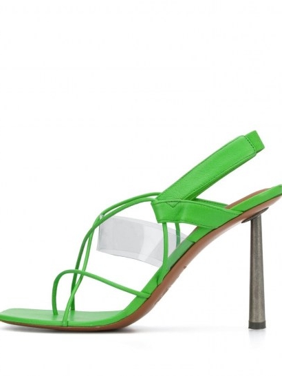 FENTY Code Word 105mm green-leather sandals
