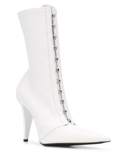 FENTY Corset 105mm pointed-toe boots / white-leather hook and eye fastening boot - flipped