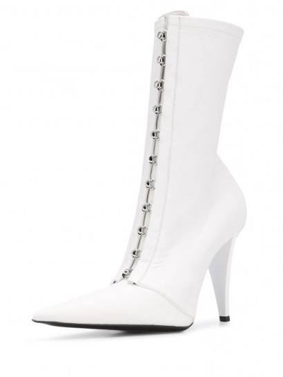 FENTY Corset 105mm pointed-toe boots / white-leather hook and eye fastening boot