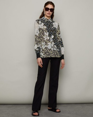 JIGSAW FLORAL COLLAGE SILK BLOUSE / bold flower print blouses - flipped