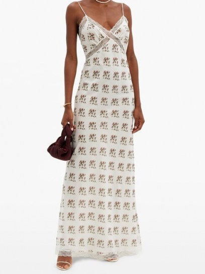 BROCK COLLECTION Floral-print lace cotton-blend slip dress / maxi length cami dresses