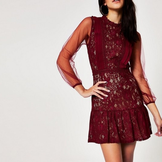 Forever Unique red lace waisted mini dress – LRD