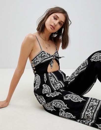 Free People Feel The Sun Jumpsuit / black strappy cut-out jumpsuits