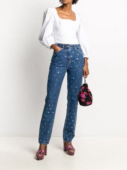 GANNI straight-leg studded denim jeans ~ stud embellished jeans - flipped
