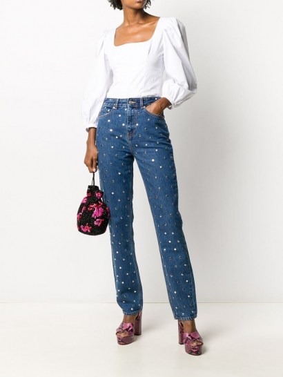GANNI straight-leg studded denim jeans ~ stud embellished jeans