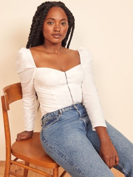 Reformation Gemma Top | white fitted bodice tops