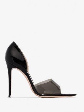 Gianvito Rossi Black 115 Plexi Peep Toe Pumps / pointed open-toe stiletto heeled courts - flipped