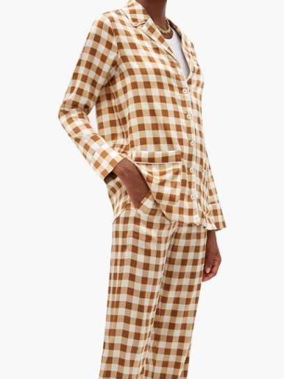 GANNI Gingham silk-blend satin shirt / pyjama look shirts