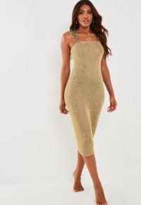 Missguided gold metallic turquoise chain midi dress ~ evening glamour
