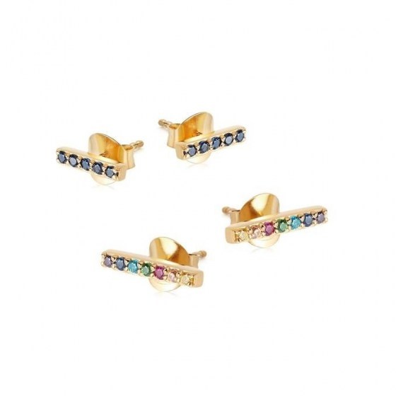 MISSOMA gold rainbow bar earring set / stud earrings / jewellery sets - flipped