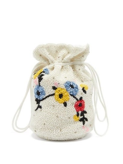 GANNI Hand-beaded floral drawstring pouch - flipped