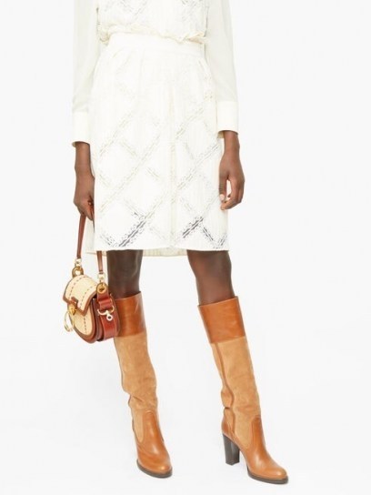 CHLOÉ High-rise lace-trimmed skirt ~ ivory-white skirts - flipped