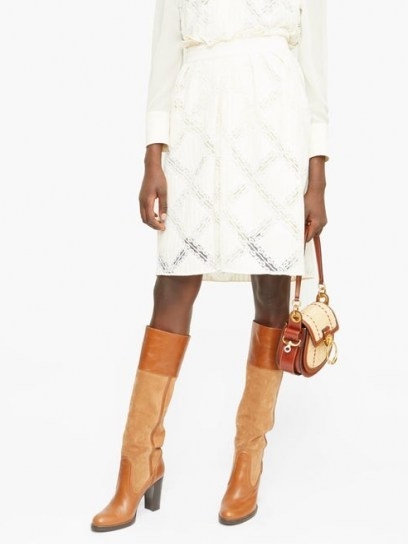 CHLOÉ High-rise lace-trimmed skirt ~ ivory-white skirts