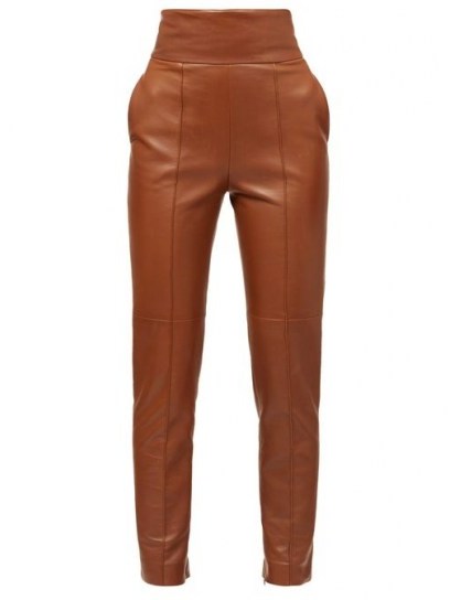ALEXANDRE VAUTHIER High-rise leather trousers / luxury slim fit pants - flipped