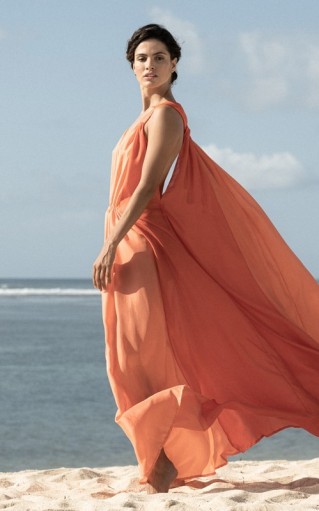 Kalita Inana Silk Maxi Dress Orange / flowing summer dresses