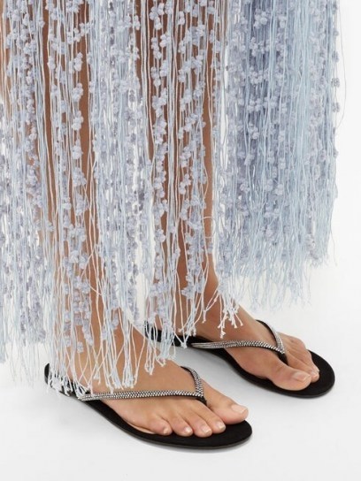GIANVITO ROSSI India crystal-embellished suede sandals ~ thonged flats - flipped