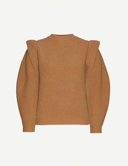 ISABEL MARANT Bolton cashmere and wool-blend jumper / camel structured shoulder sweater - flipped